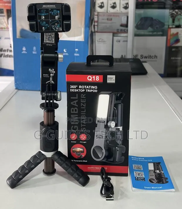 Q18 Gimbal Stabilizer 360 Rotating Desktop Tripod · Photo 1
