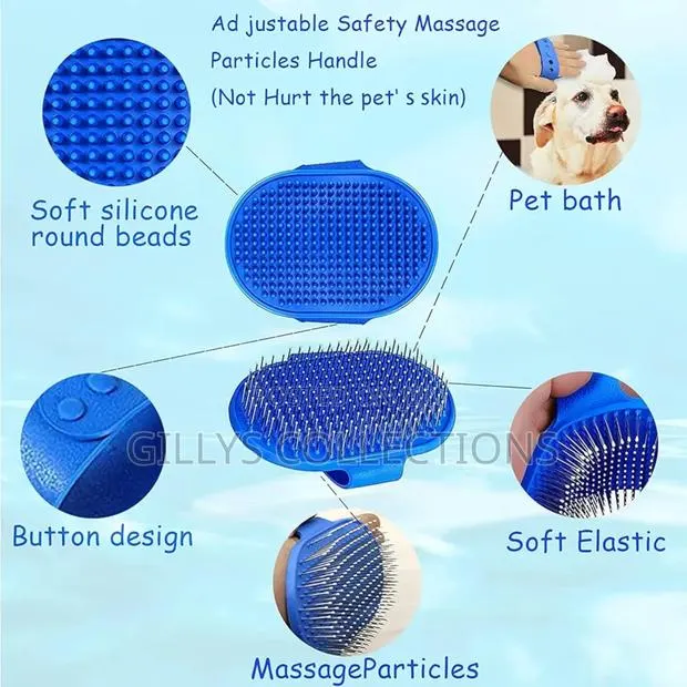 Silicone Dog Rabbits Pet Brush Metal Bristles With Hand Wrap · Photo 1
