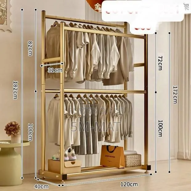 Gold Double Garment Rack for Hanging Clothes Coats Skirts Sweaters · Photo 1