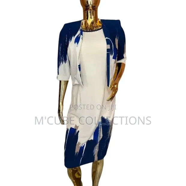 Blue Brushstroke Jacket Dress Set by Maya Brooke · Photo 1