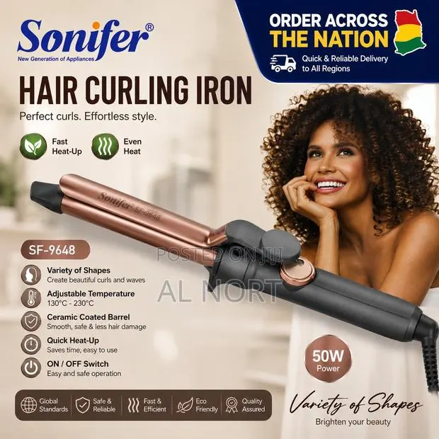 Sonifer Sf-9648 Hair Curling Iron – 19mm Adjustable Temperature 50w · Photo 1