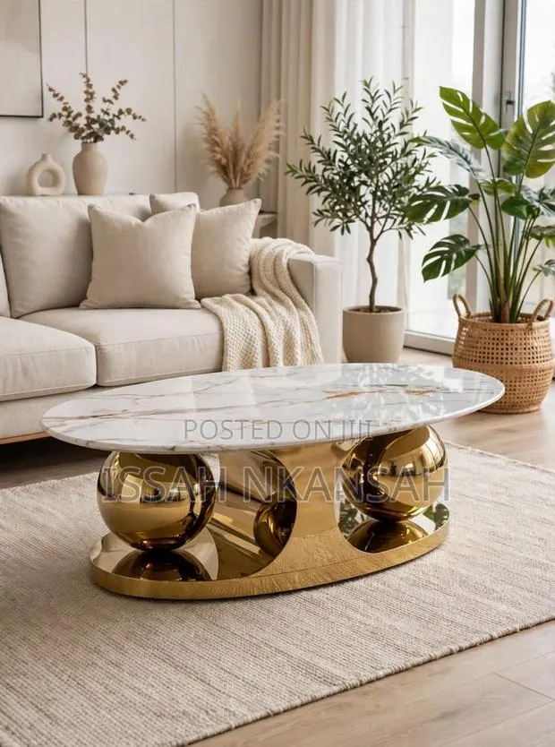 White Marble Gold Boll Coffee Table · Photo 1