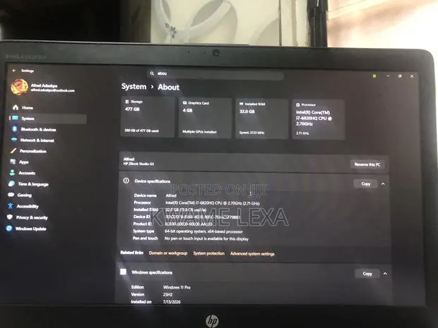 Laptop HP ZBook Studio G3 32GB Intel Core i7 SSD 512GB · Photo 1