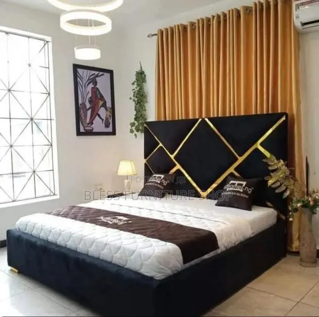 Royal Black and Gold Queen Size Bed Frame · Photo 1