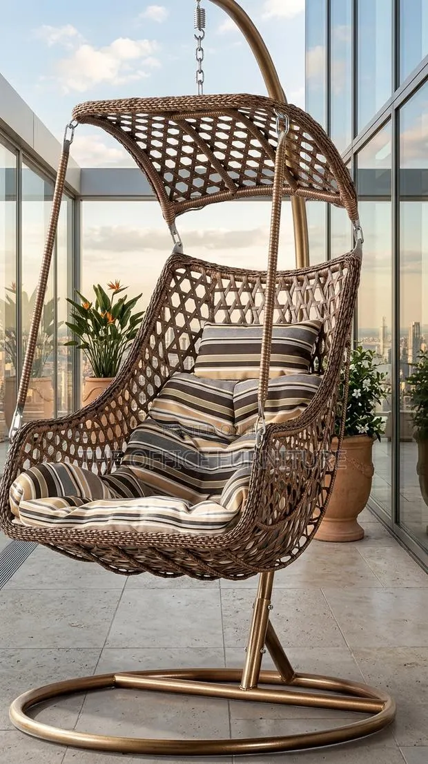 Brown Wicker Hanging Swing Chair · Photo 1