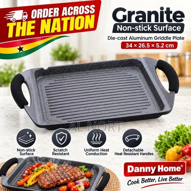 Granite Non-Stick Die-Cast Aluminium Griddle Plate – 34 × 26.5 × 5.2cm · Photo 1
