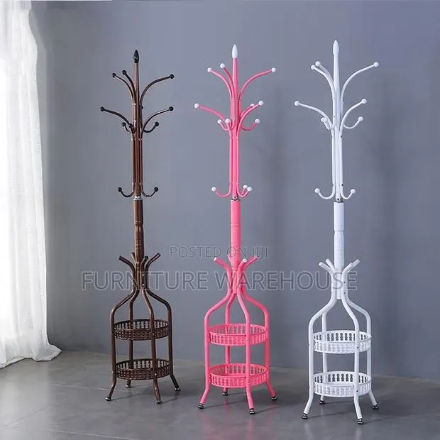 Metal Freestanding Coat Rack With Two-Tiered Shelving · Photo 1