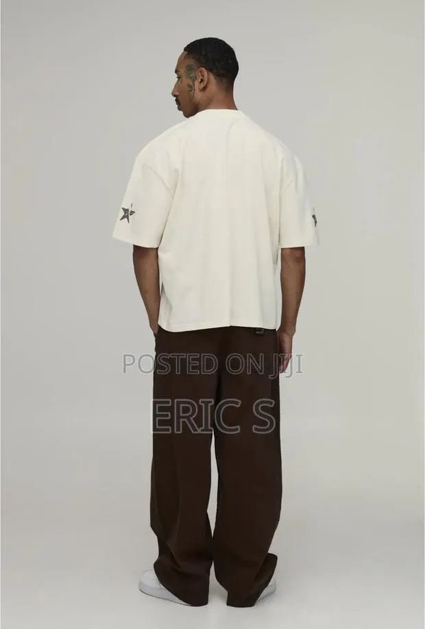 Ecru Oversized Boxy Moto Western Print T-Shirt M · Photo 1