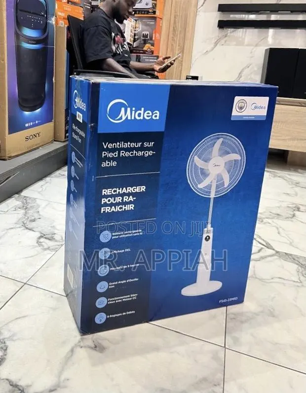 Premium Midea 18 Inch Rechargeable Standing Fan(White)30watt · Photo 1