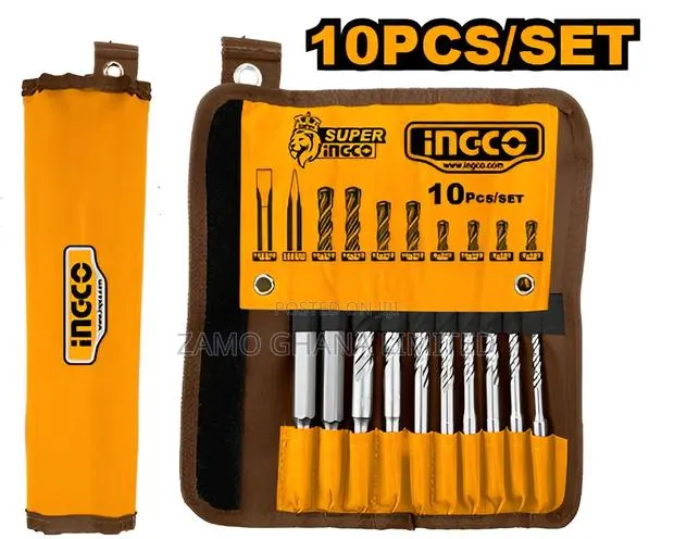 10 PCS Hammer Drill Bits and Chisels Set - Akd2101 · Photo 1