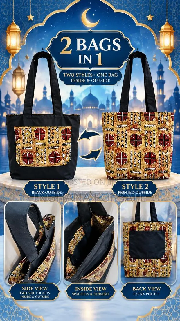 Traditional African Two Side Tote Bag. Stylish Two in One Bag · Photo 1