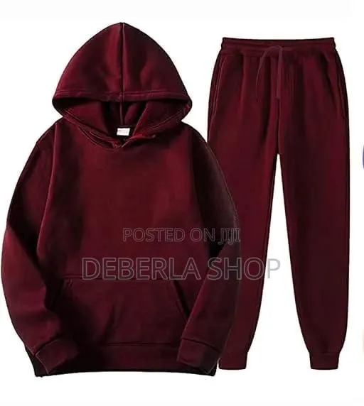 Comfy Plain Top and Down Hoodie and Jogger Set · Photo 1