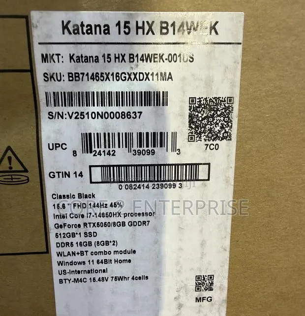 New Laptop MSI Katana 15 16GB Intel Core i7 SSD 512GB · Photo 1