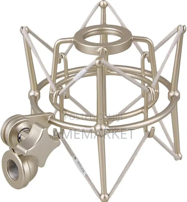 Adjustable Microphone Shock Mount – Metal Suspension Holder, Silver · Photo 1