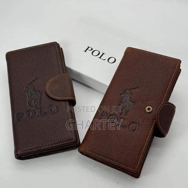 Genuine Leather Long Wallet Black Brown · Photo 1