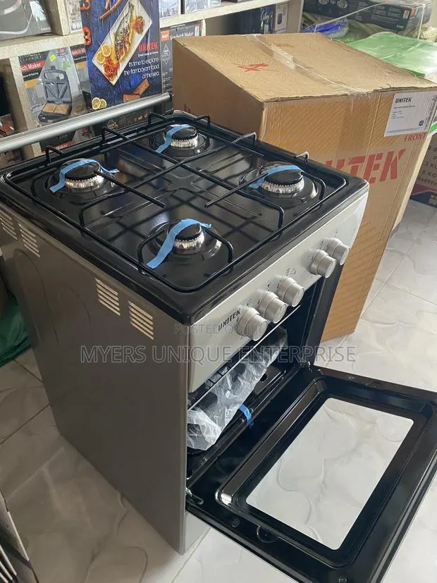 Unitek Standing Gas Stove 4 Burners,Stainless Steel Front · Photo 1