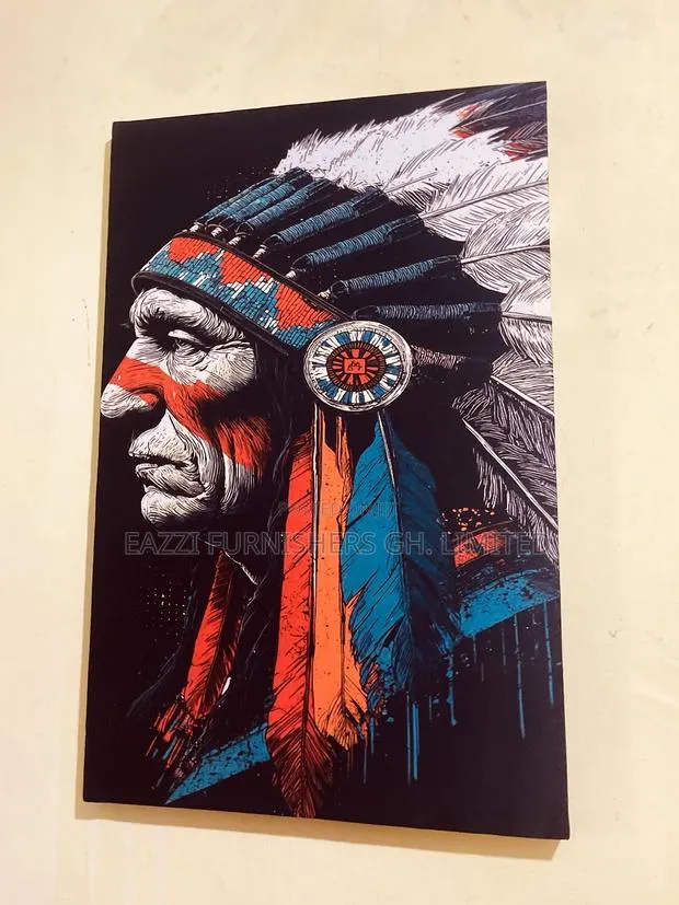 The Real Canvas Print Vibrant Art Portrait of a Native American Chief · Photo 1