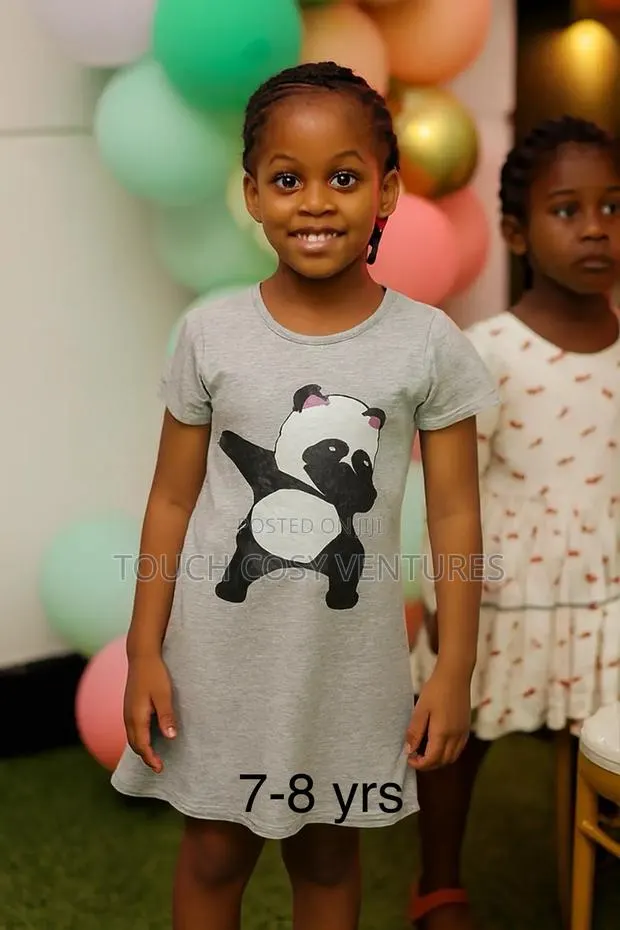 “Grey Panda Dab Graphic Dress (7–8 Yrs) · Photo 1
