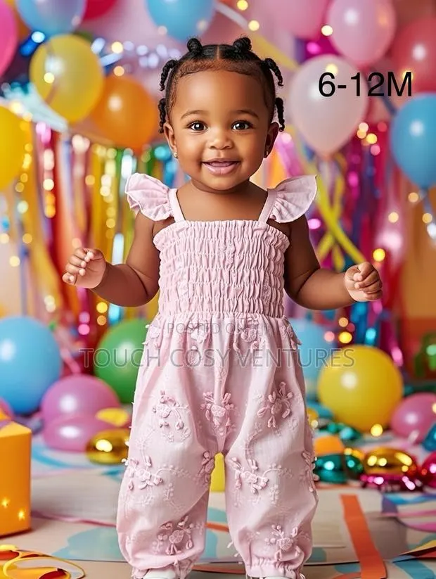 Beige White Striped Bow Baby Dress (9–12 M) · Photo 1