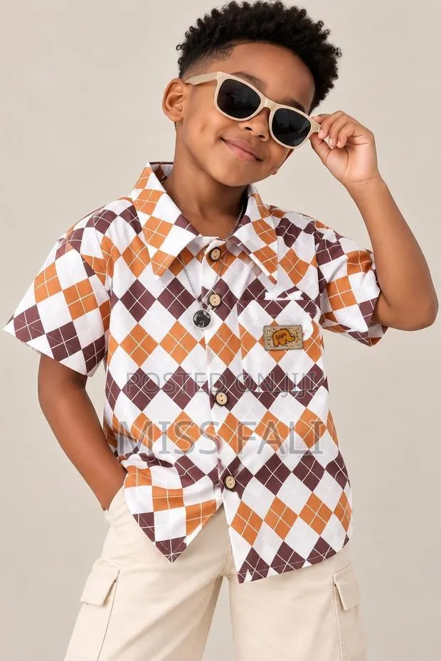 Rust and Cocoa Argyle Shirt. 9-10years · Photo 1