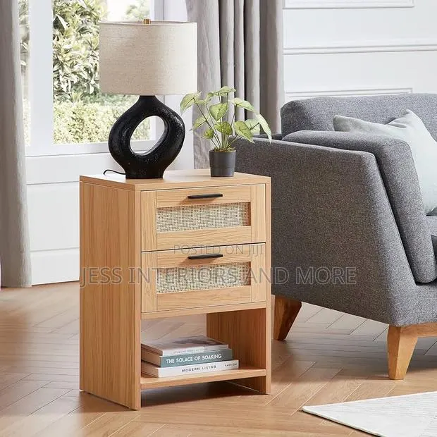 Rattan Side Table/Nightstand (Set of 2) · Photo 1