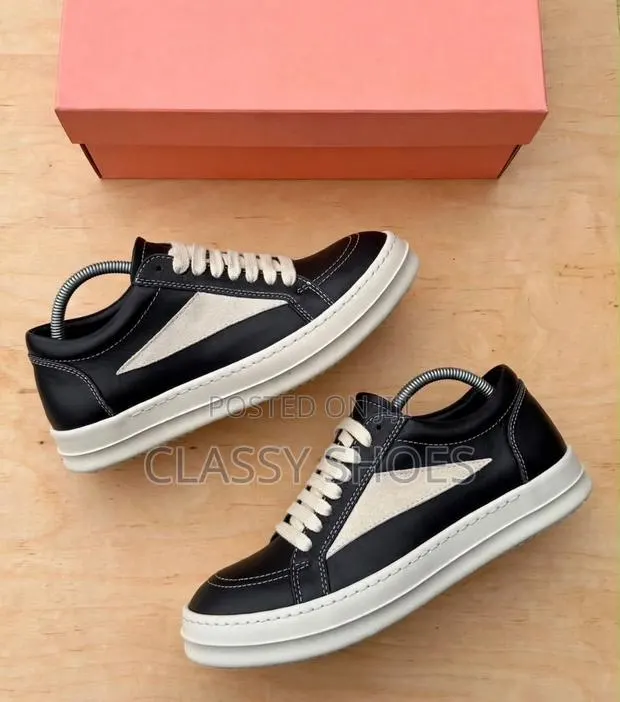 Rick Owen Low Leather Black and White · Photo 1