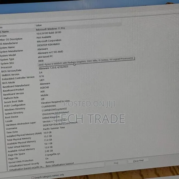Laptop Alienware m17 R5 16GB AMD Ryzen 9 SSD 1T · Photo 1