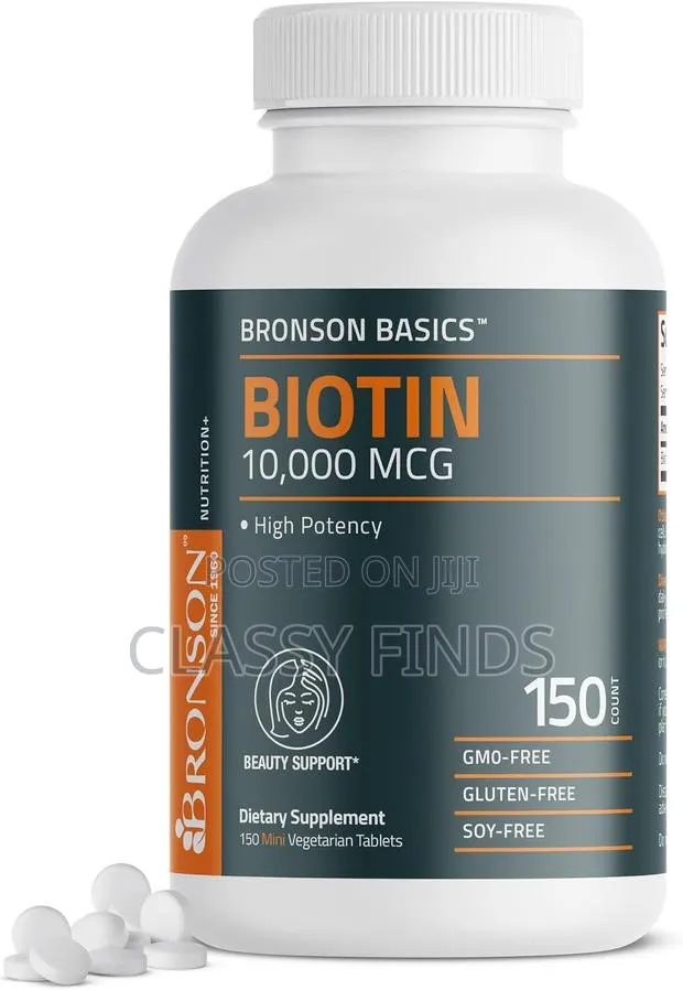 Bronson Biotin 10,000mcg Hair Skin and Nails Vitamins, 150 Tablets · Photo 1