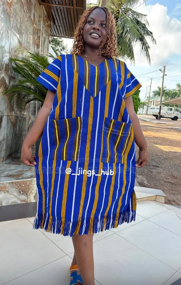 Blue and Yellow Strip Smock Dres · Photo 1
