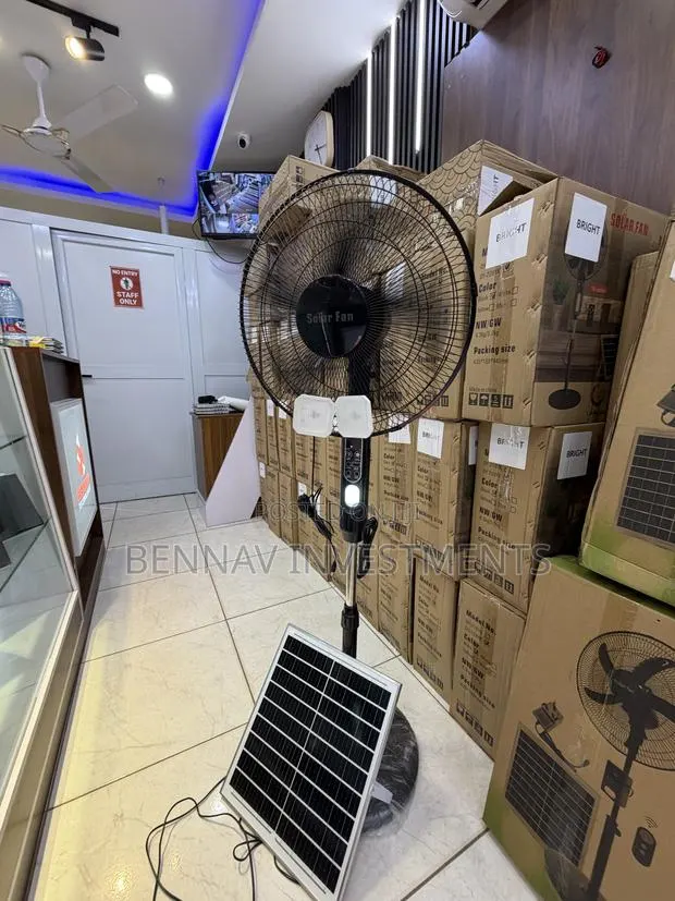 Electric and Solar Rechargeable Standing Fan - 16 Inches · Photo 1