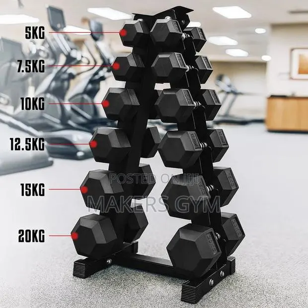 5kg–20kg Dumbbell Set With Rack Hex Dumbbell · Photo 1
