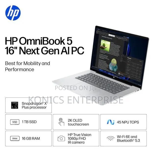 New Laptop HP OmniBook 5 16" 16GB Qualcomm Snapdragon X Plus SSD 1T · Photo 1