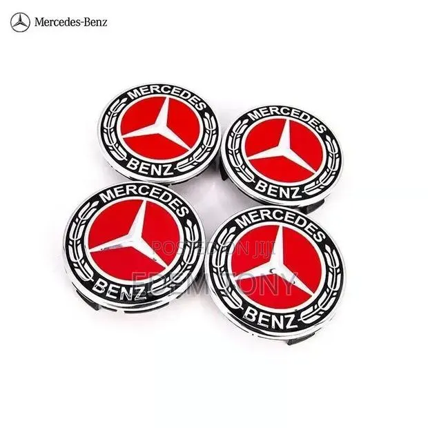 Set of 4 Mercedes Benz Center Caps Red-Black 75mm/2.95inch,Most Models · Photo 1