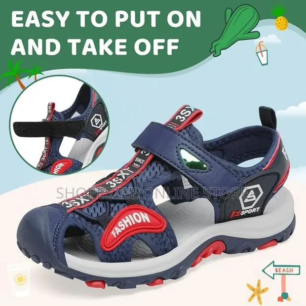 Size 31/ Blue/Red Saguaro Children's Summer Sandals/Velcro Kids Shoes · Photo 3