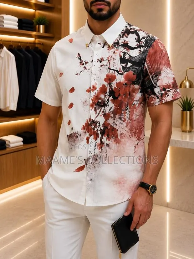 Men’s Designer Print Short Sleeve Shirts · Photo 1