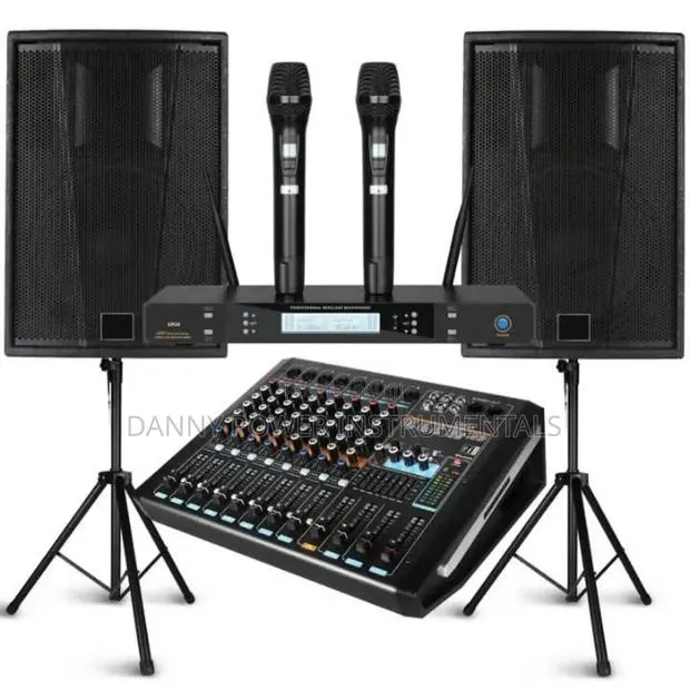 A Pair of JBL Speaker Mixer Amp and Set of Microphone · Photo 1