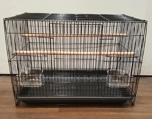 Alden Design 30" Bird Cage With Slide-Out Tray and Wood Perches, Black · Photo 1