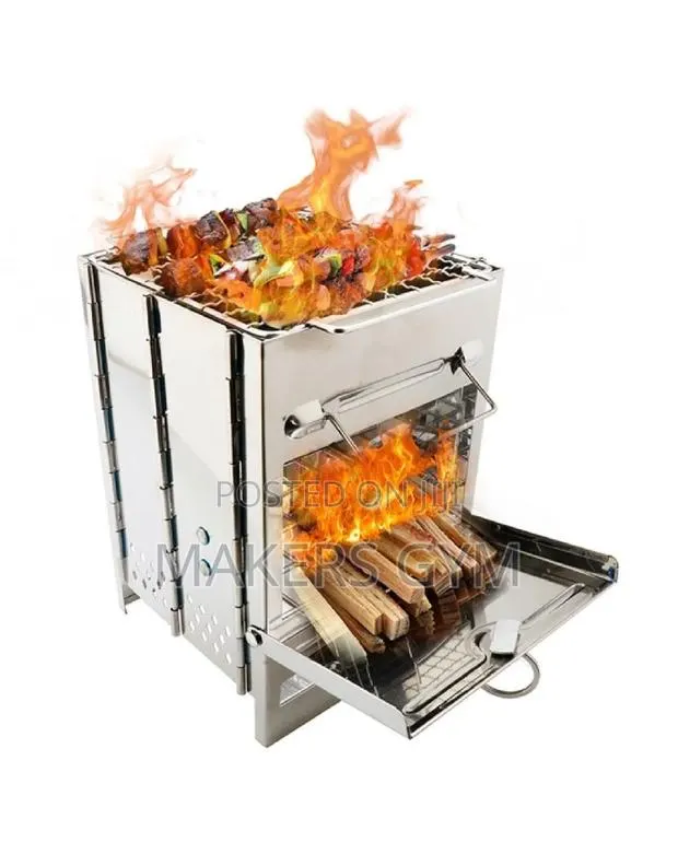 Wood Stove Charcoal Grill Stainless Barbecue for Camping Outdoor · Photo 1