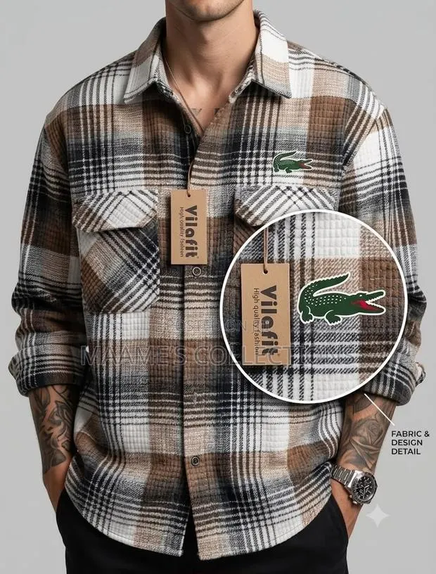 Men’s Plaid Flannel Double - Pocket Long-Sleeve Shirt · Photo 1