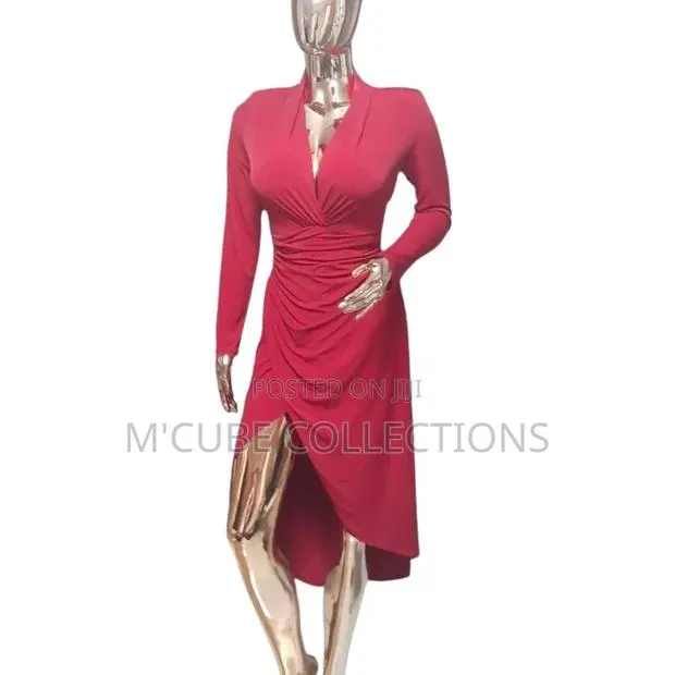 Burgundy Asymmetrical Wrap Dress · Photo 1