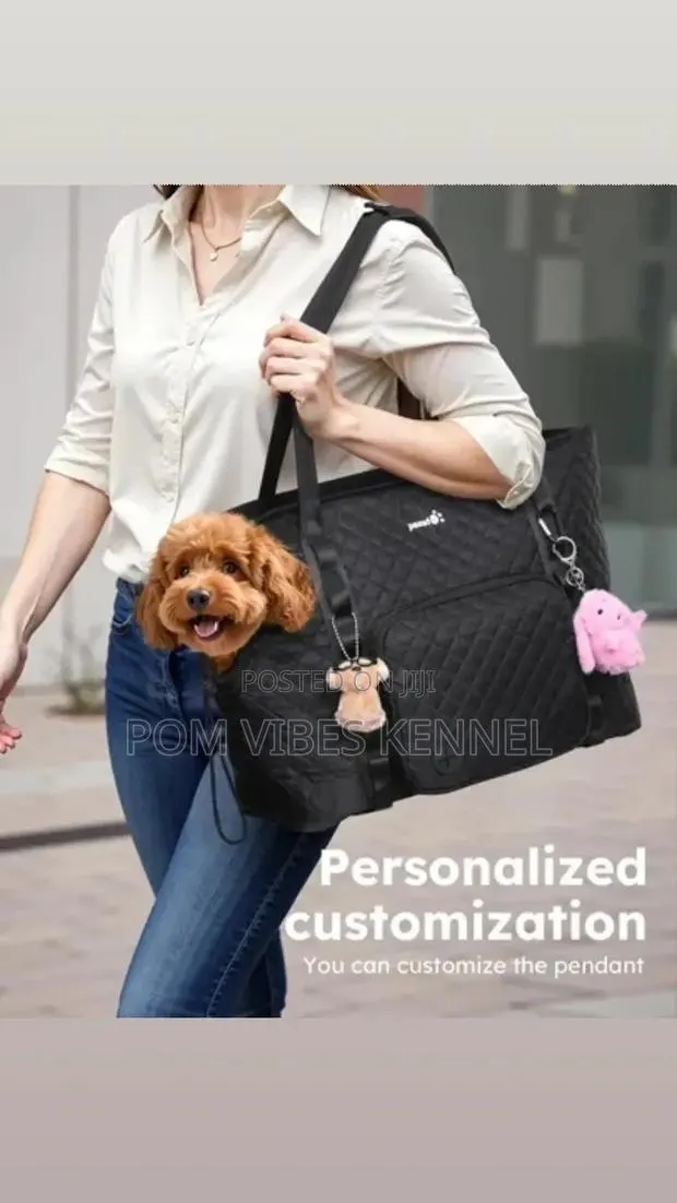 Pecute Quilted Black Pet Carrier Tote Bag · Photo 1