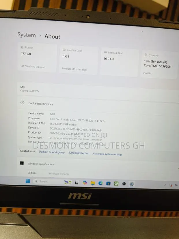 Laptop MSI Cyborg 15 16GB Intel Core i7 SSD 512GB · Photo 1