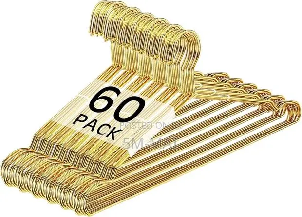 60 Pack Gold Metal Wire Clothes Hangers · Photo 1