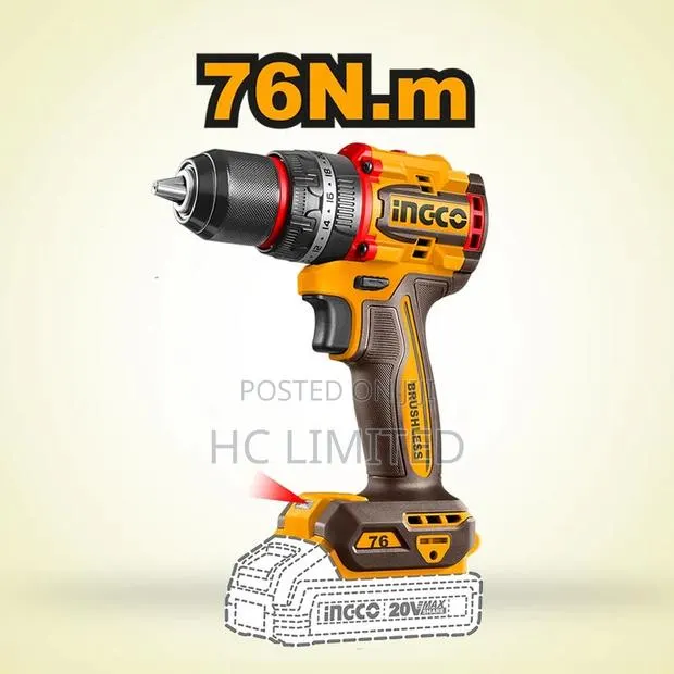 Ingco 20v Cordless Drill 76nm + 2 Batteries + Laser Level -Cosli250511 · Photo 1