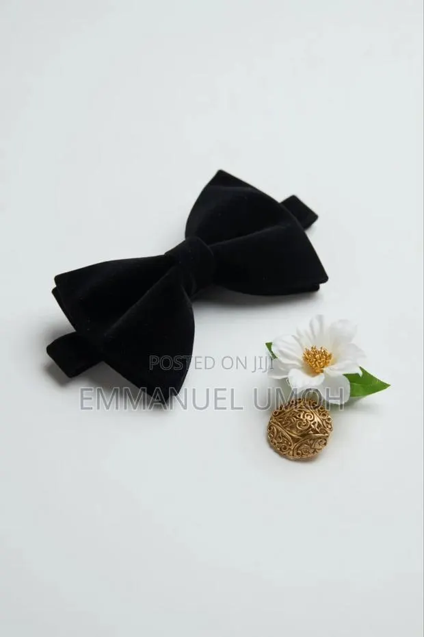 Classic Velvet Butterfly Bow Tie and Beautiful Groom's Boutonniere · Photo 3