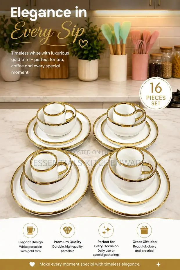 16pcs Dinner Set With Gold · Photo 1