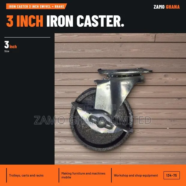 Iron Caster 3 Inch Swivel + Brake - 134-75 · Photo 1