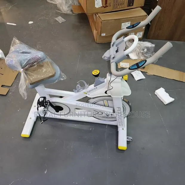 White Indoor Cycling Exercise Bike · Photo 1