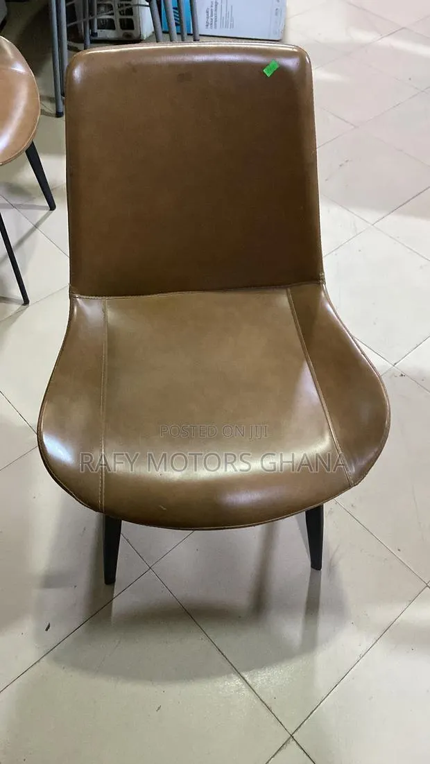 Brown Leather Modern Upholstered Accent Chair With Black Metal Legs · Photo 1