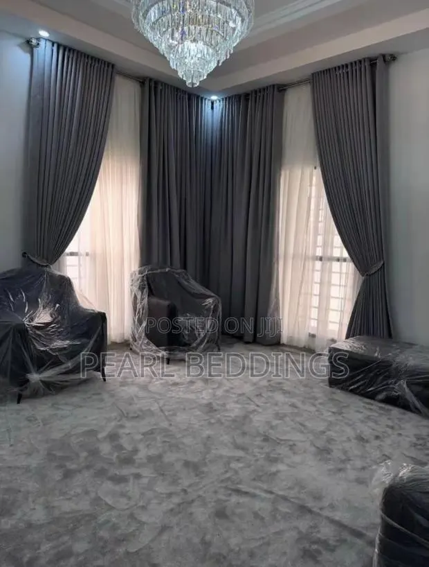 Elegant Modern Quality Heavy 10ft Total Blackout Textured Curtains · Photo 1
